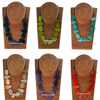 Wooden Necklace Oval Handmade Made in Bali